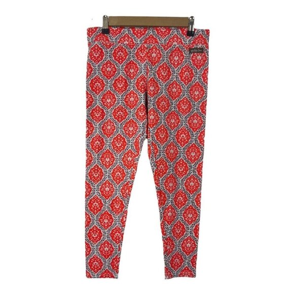 Matilda Jane Womens Size Small Navy & Coral Arabesque Big Heart Capri Leggings - Picture 1 of 3